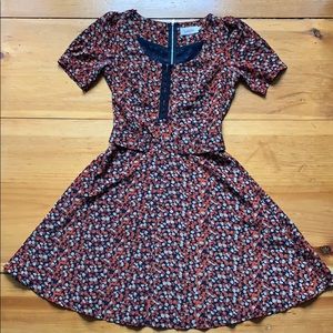 Louche navy and floral skater dress